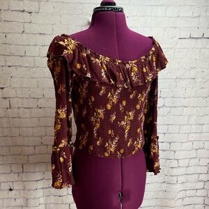 Altar’d state side large smocked long sleeve blouse matron floral print